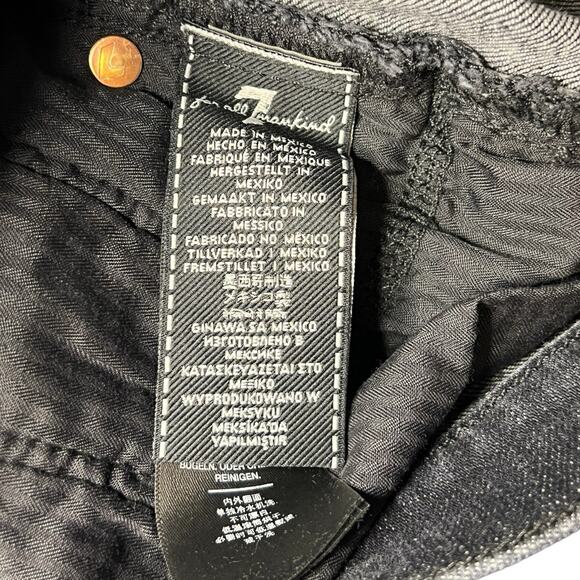 NWT 7‎ For All Mankind Black Distressed Denim Monroe Raw Cut Off Shorts Size 23 - Picture 6 of 8